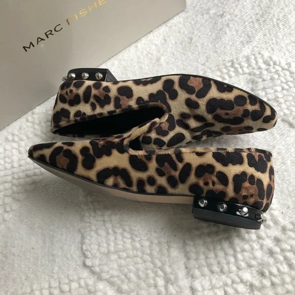 Marc Fisher Abree3 Studded Smoking Flats, Leopard - Picture 3 of 8